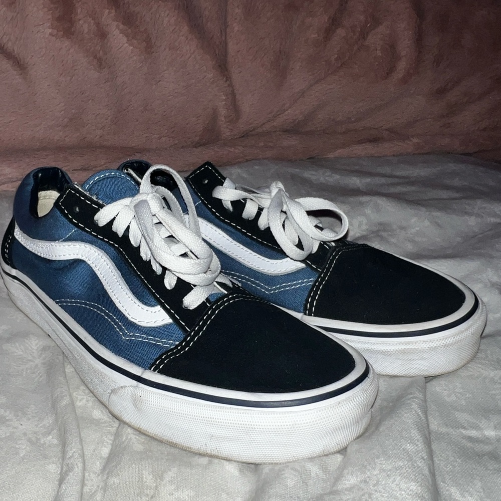 Blue old skool vans light blue and navy blue size women’s 9.5
